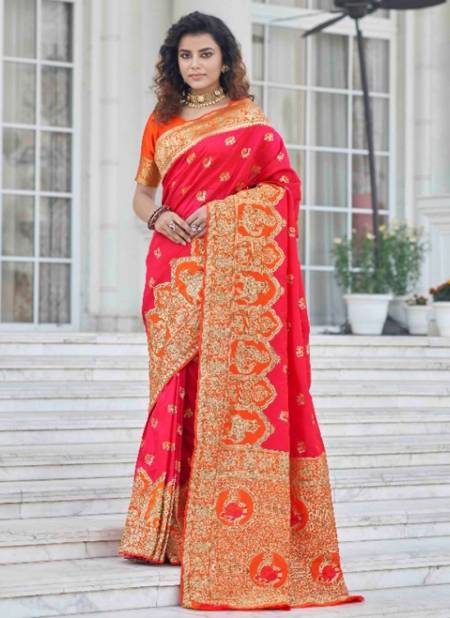 Pink Colour Maharani Vol 3 Shubhvastra New Latest Designer Festive Wear Banarasi Silk Saree Collection 5371